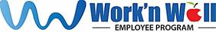 Work'n Well Employee Program logo, where the "e" in Well is depicted as an apple with a bite out of it